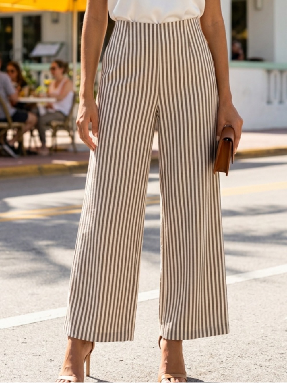 Saks Women’s Palazzo Pants | Jieru Stripe Wide Leg Dress Pants NWOT size M